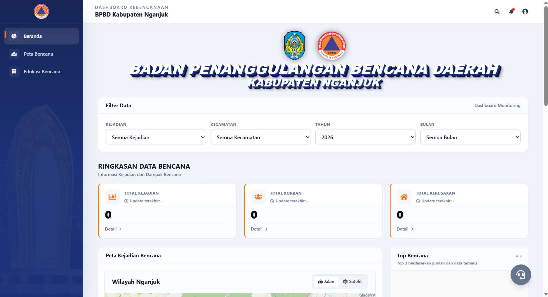 Disaster Information System (DIS) Dashboard BPBD Nganjuk