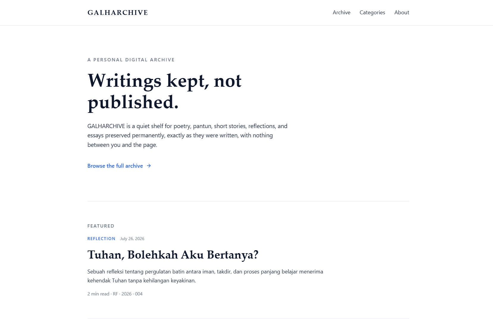 GalhArchive - Personal Digital Archive