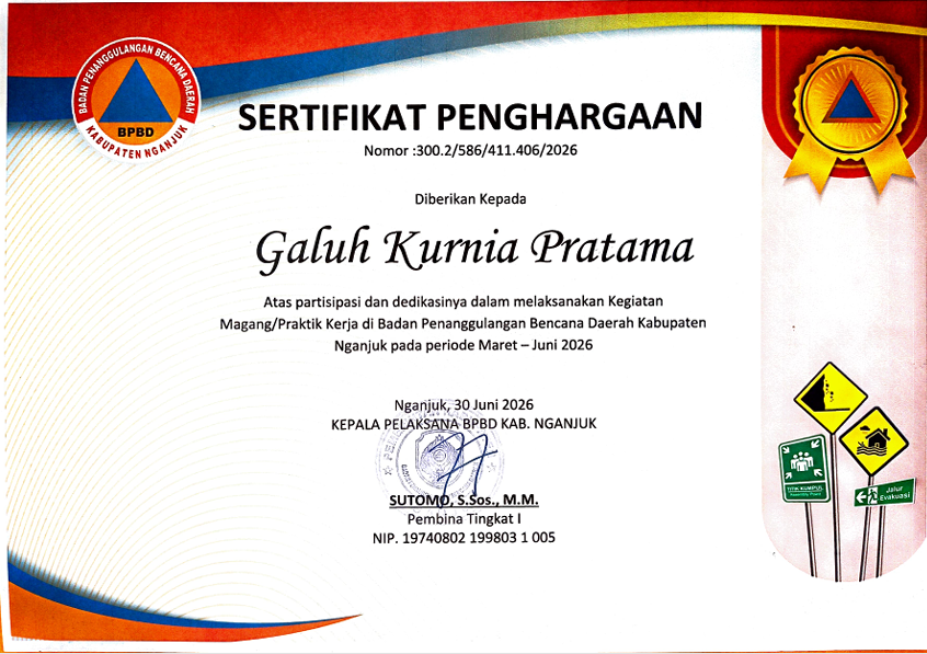 Certificate Internship BPBD Kabupaten Nganjuk - BPBD Kabupaten Nganjuk