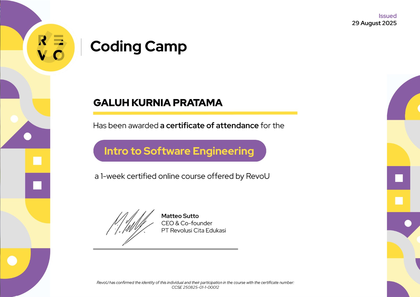 Certificate Online Course Certificate - RevoU